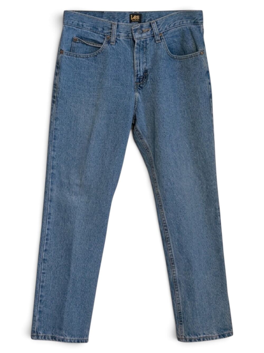 Lee Mens Jeans 32x28 Regular Fit Straight Leg Light Wash Blue Denim 100% Cotton